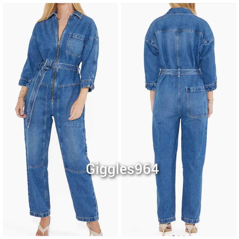 Etica Zeta Zip Front Denim Jean Jumpsuit - Picture 1 of 2